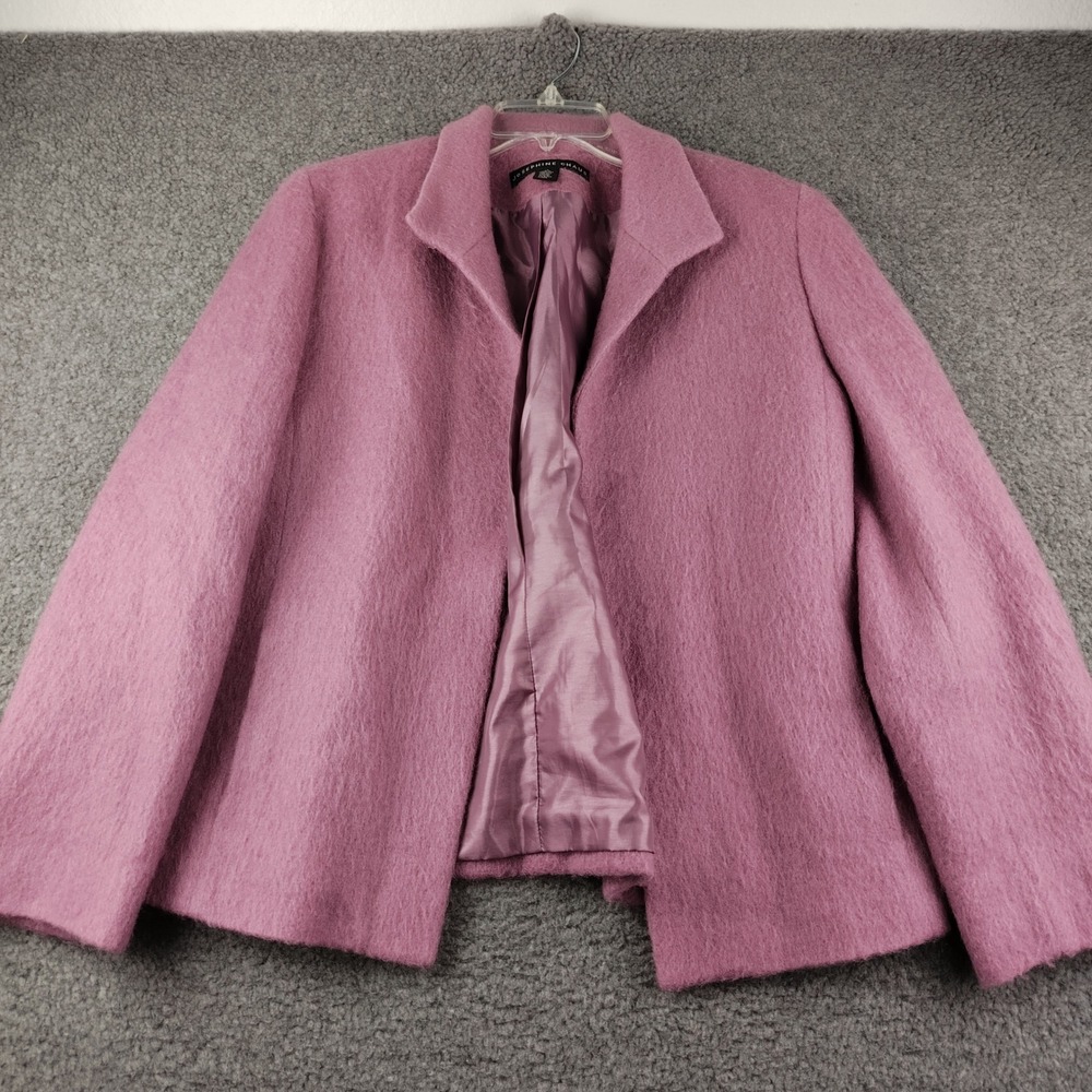 Josephine Chaus Pink Wool Mohair Blend Blazer Jacket Wing Collar Size 14